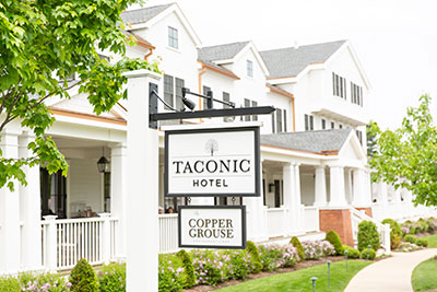 Kimpton Taconic Hotel sign in front of entrance